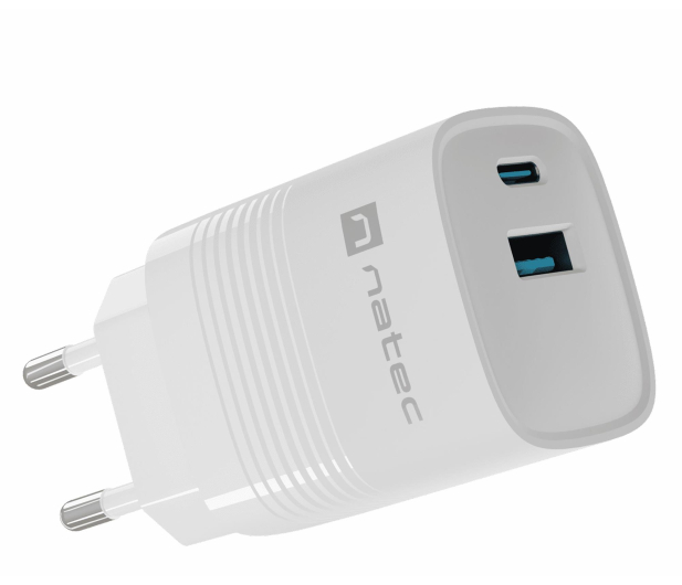 Natec RIBERA GAN 1X USB-A + 1X USB-C 30W BIAŁA - 1480421 - zdjęcie